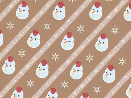 雪だるま いっぱい（茶色）背景 雪だるま,雪,結晶,冬,たくさん,いっぱい,ストライプ,斜め,かわいい,背景のイラスト素材