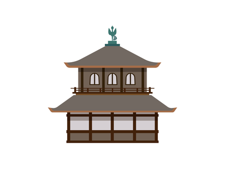 銀閣寺のイラスト 銀閣寺,京都,歴史的建造物,歴史,文化,建築,室町時代のイラスト素材