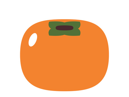 可愛い秋の味覚・柿（カキ）のアイコン 柿,果物,秋,旬,収穫,オレンジ色,アイコン,食べ物,食材,新鮮のイラスト素材