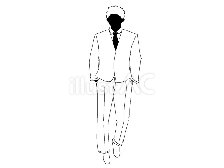 スーツ姿で歩く男性のシルエット２ 男性,人,スーツのイラスト素材