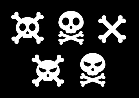 ドクロ 海賊 シルエット(白) ドクロ,海賊,マーク,骸骨,シンボル,ボーン,アイコン,盗賊,デッド,ジョリー・ロジャーのイラスト素材