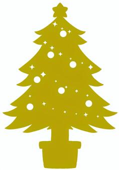 黄色のクリスマスツリーのシルエット クリスマス,クリスマスツリー,オーナメント,シルエット,モミの木,黄色,針葉樹,星,クリスマスパーティー,置物のイラスト素材