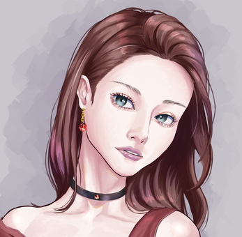 女性イラスト 女性,顔,ピアス,美人,人物のイラスト素材