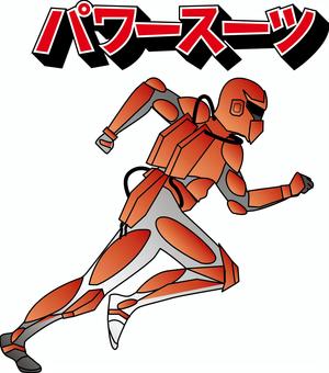 サイボーグ サイボーグ,アンドロイド,マシン,スーツ,ハイテク,パワー,走る,赤,線画のイラスト素材