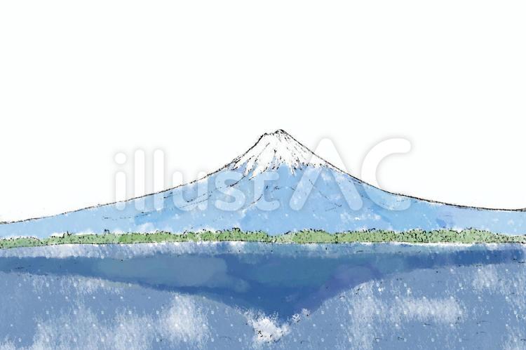 逆さ富士(透過) 逆さ富士,富士山,冠雪のイラスト素材