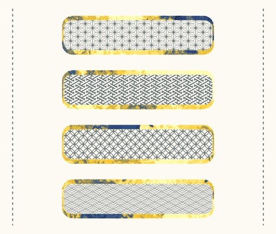 ゴールドとブルーのマーブル和柄バナー バナー,帯,長方形,デザイン,エレメント,和柄,流体,リキッド,ゴールド,金のイラスト素材