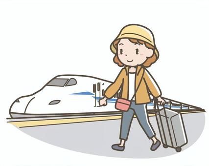 旅行002 旅行,トラベル,旅,バカンス,行楽,ツアー,トリップ,観光,お出かけ,新幹線のイラスト素材