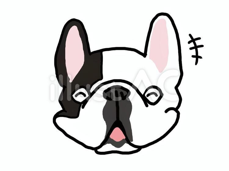 動物 犬,フレンチブルドッグ,癒しのイラスト素材