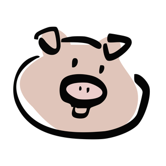 豚の顔 豚,顔,かわいい,動物,シンプル,手描き風,キャラクター,マスコット,ほっこり,親しみやすいのイラスト素材