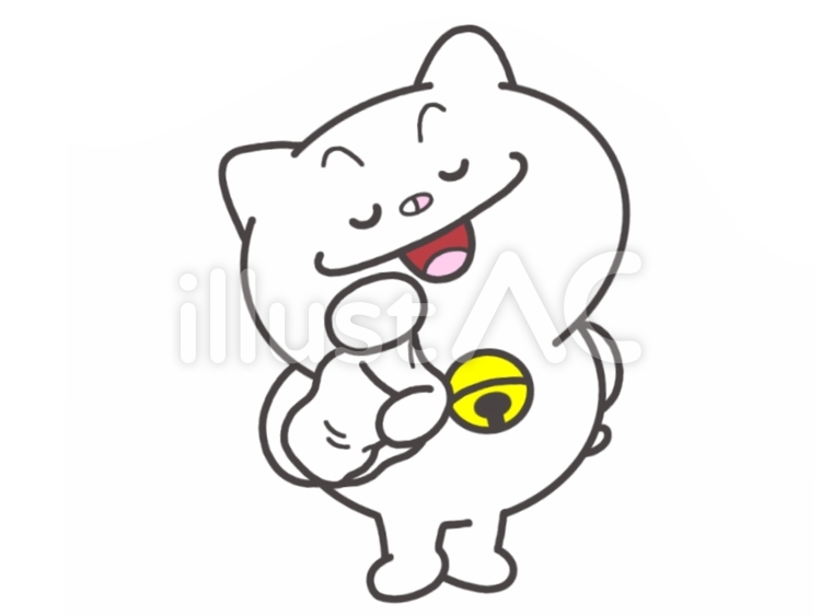 猫さん　自信満々‼️ 動物,猫,白猫のイラスト素材