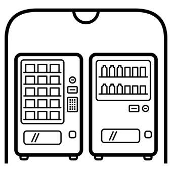 自販機コーナーを案内する標識 自動販売機,飲み物,食べ物,自販機,コーナー,軽食,ジュース,お茶,水,缶のイラスト素材