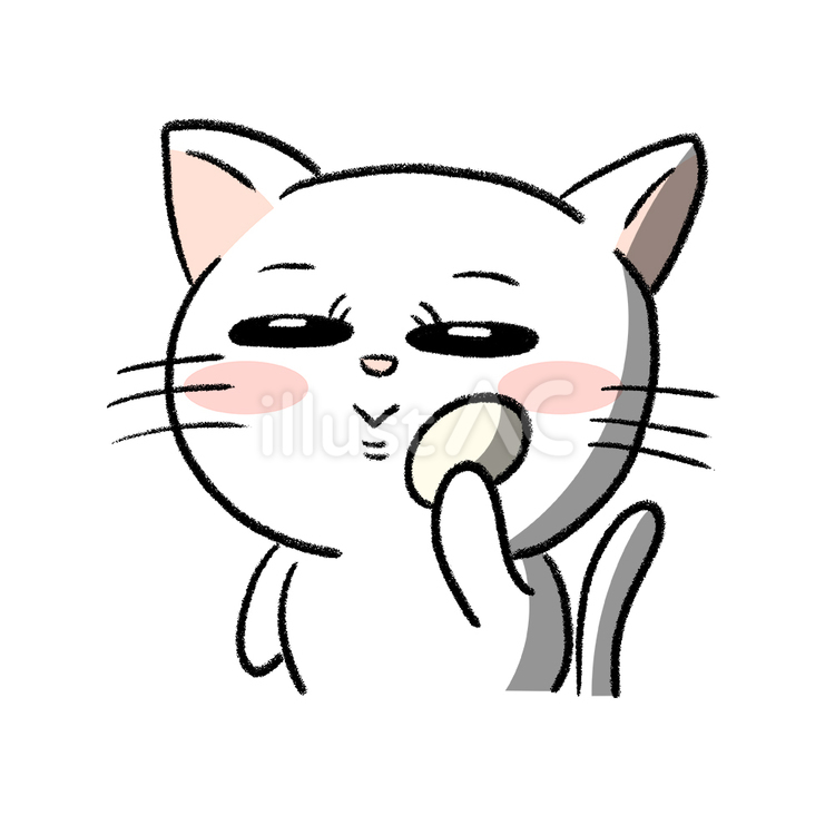 ファンデーションをしているネコちゃん メイクアップ,スキンケア,猫のイラスト素材