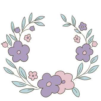 かわいいお花の丸いフレーム　手描き 花,フレーム,丸,円形,ラウンド,リース,枠組み,飾り枠,シンプル,豪華のイラスト素材