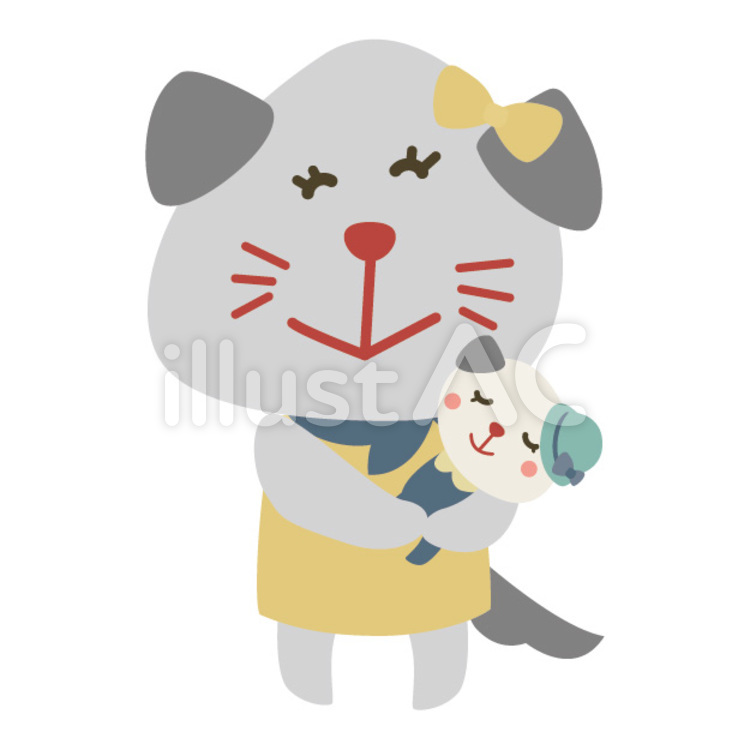 お母さんイヌ お母さん,イヌ,グレーのイラスト素材