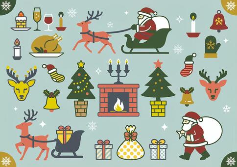 Illustration, christmas tree, santa claus, present, 