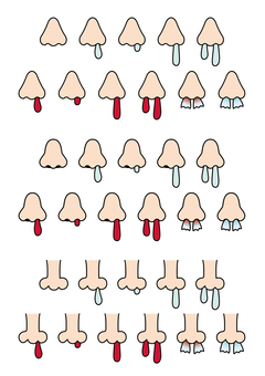 鼻 詰め合わせ 鼻,鼻水,鼻の穴,鼻血,ティッシュ,nosebleed,花粉症のイラスト素材