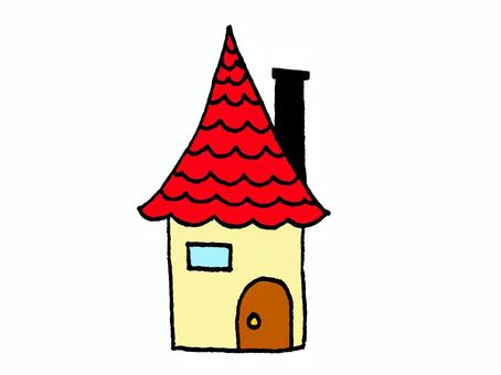 Illustration, family, a house, red, JPG and PNG