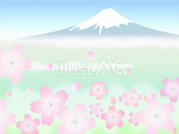 富士山と桜 背景,春,きれいのイラスト素材