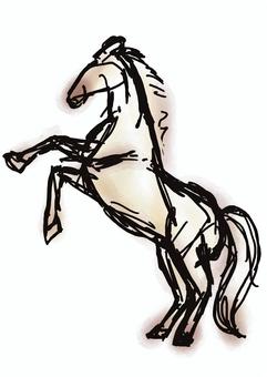 跳ねる馬・手描きイラスト（水彩風着彩）
