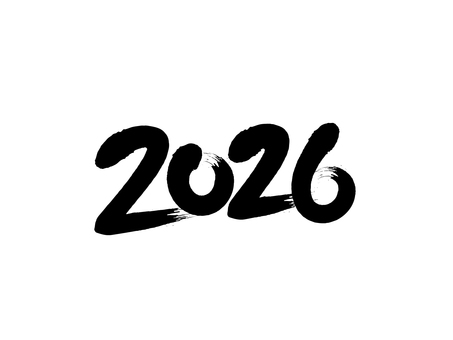 「2026」筆文字素材 2026,年,パーツ,数字,文字,年賀状,筆書き,かすれ,和風,シンプルのイラスト素材