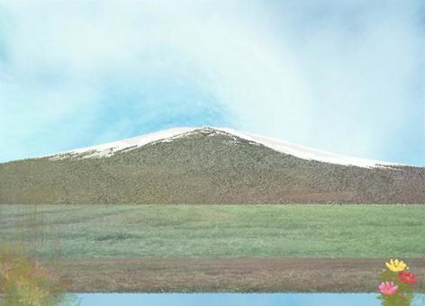 初冠雪の高原 初冠雪,高原,山岳,原野,コスモス,湖沼,枯草,秋空のイラスト素材