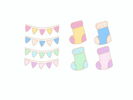 冬　靴下とフラッグ