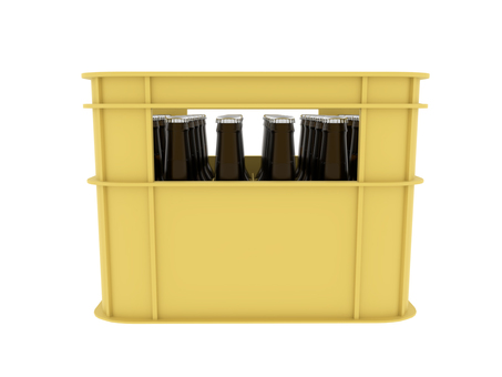 黄色のケースとビール ビールケース,ケース,ビール箱,入れ物,3d,cg,瓶ビール,黄色のイラスト素材