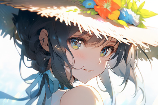イラスト画　生き生きとした女性「赤い帽子」 在庫有】 イラスト画 絵画 - くさかっ 生き生きとした女性「赤い