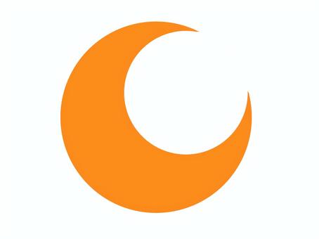 三日月オレンジ線なし 三日月,白背景,シンプル,ハロウィン,イベント,手書き,手描き,天体,月見,秋のイラスト素材