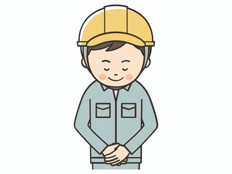 お辞儀をする男性作業員 お辞儀をする男性作業員 お辞儀,お礼,挨拶,礼,お断り,感謝,ありがとう,笑顔,建築士,現場監督のイラスト素材