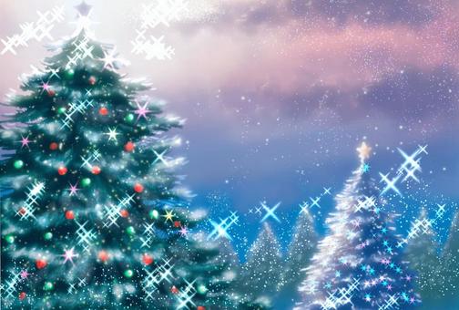 Illustration, christmas, christmas tree, night sky, 