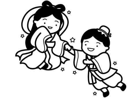 Orihime and Hikoboshi-1c, tanabata, orihime, planet, JPG, PNG and AI