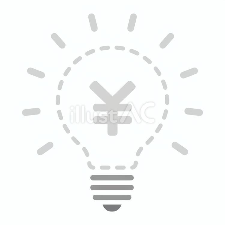電球の電気代節電アイコン 電球,節電,電気代のイラスト素材