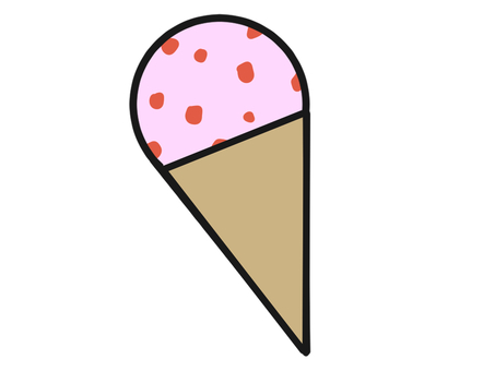 アイスクリーム　トッピング付き　いちご トッピング,いちご,食べ物,アイス,デザート,スイーツ,コーン,かわいい,氷菓,イラストのイラスト素材