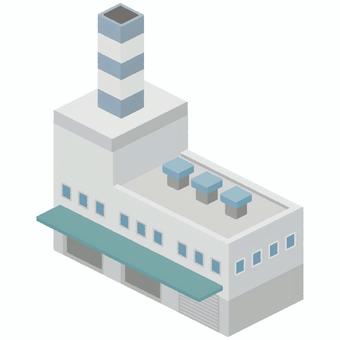 アイソメ図・クリーンセンター 仕事,煙突,アイソメ図,アイソメトリック,鳥瞰図,俯瞰図,俯瞰,ビジネス,会社,職場のイラスト素材