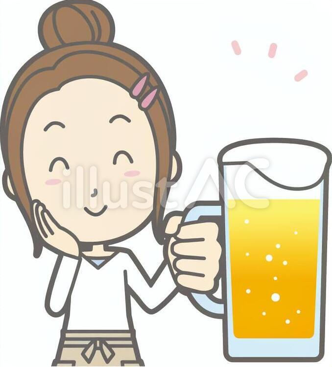 新妻主婦d-ビール笑顔-バスト 新妻主婦,新妻,シンプルのイラスト素材