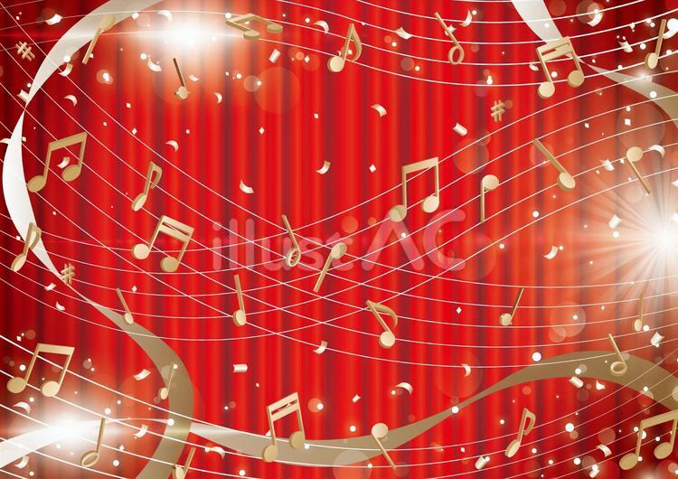 ゴージャスな音楽会イメージの背景素材 音楽,音符,記号のイラスト素材