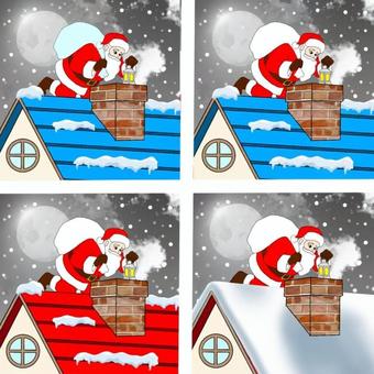 【スリーヒントクイズ】サンタと煙突③ クリスマス,サンタ,煙突,雪,スリーヒント,ワーキングメモリー,教材,教育,療育,リハビリのイラスト素材