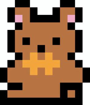 ドット絵のくまのぬいぐるみ(ブラウン) ぬいぐるみ,くま,テディベア,リボン,かわいい,ポップ,ファンシー,ドット絵,ピクセルアート,16bitのイラスト素材
