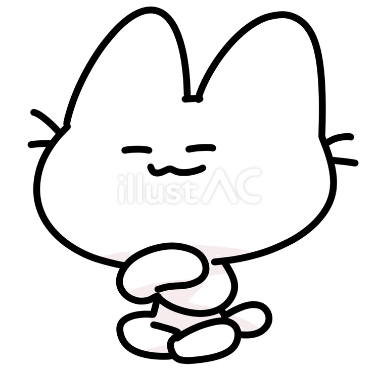 ゆるいネコがあぐらをかく ネコ,あぐら,座るのイラスト素材