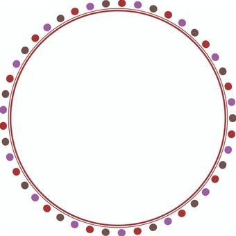 ドットとラインの丸フレーム・ダークレッド フレーム,丸,ドット,点,ベクター,白バック,飾り,円,額,囲みのイラスト素材