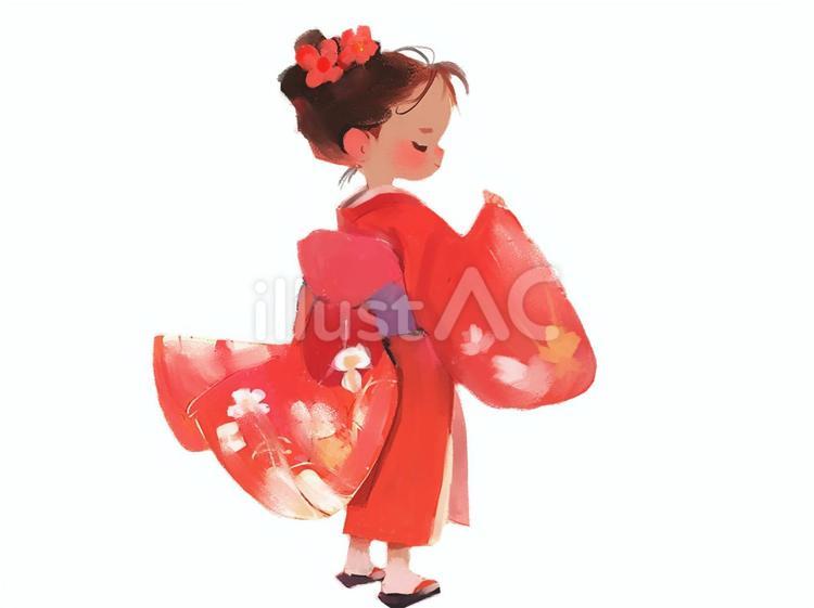 着物の小さい子 着物,日本,和風のイラスト素材