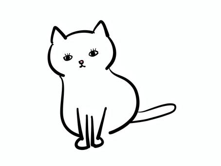 お座りする白ネコ 猫,白ネコ,動物,お座り,白,かわいい,イラスト,素材,挿絵,一匹のイラスト素材