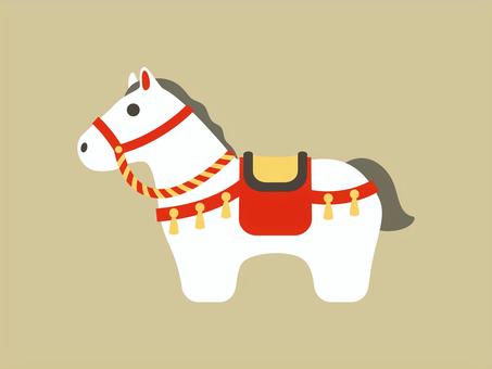 コロンとした飾り馬2 年賀状,馬,うま,午年,午,白馬,年賀状素材,2026,2026年,飾り馬のイラスト素材
