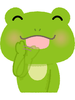 カエル否定 カエル,否定,拒否,謙遜,笑顔,両生類,動物,緑のイラスト素材