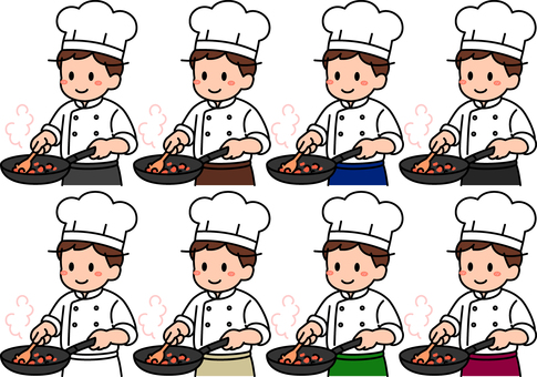 炒めるコックさんです。 厨房,スタッフ,シンプル,キッチン,料理人,調理,シェフ,コック,レストラン,飲食店のイラスト素材