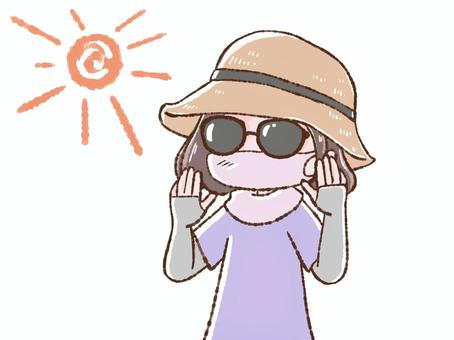 日焼け対策 日焼け,日焼け対策,日焼け防止,女性,uv,uv対策,夏,帽子,フェイスマスク,アームカバーのイラスト素材