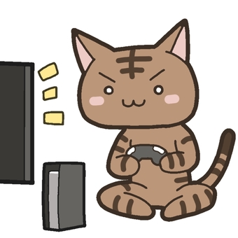 茶トラとゲーム 茶トラ,猫,動物,茶色,ゲームのイラスト素材