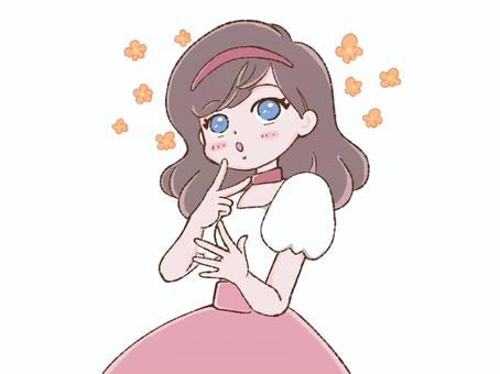 考えるフリをするヒロイン ヒロイン,ぶりっ子,考える,考察,思案,フリ,見せかけ,あざとい,女の子,女のイラスト素材