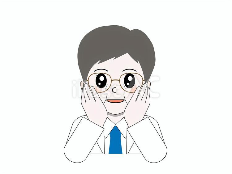 目を輝かせている白衣メガネ 医師,人物,医療のイラスト素材